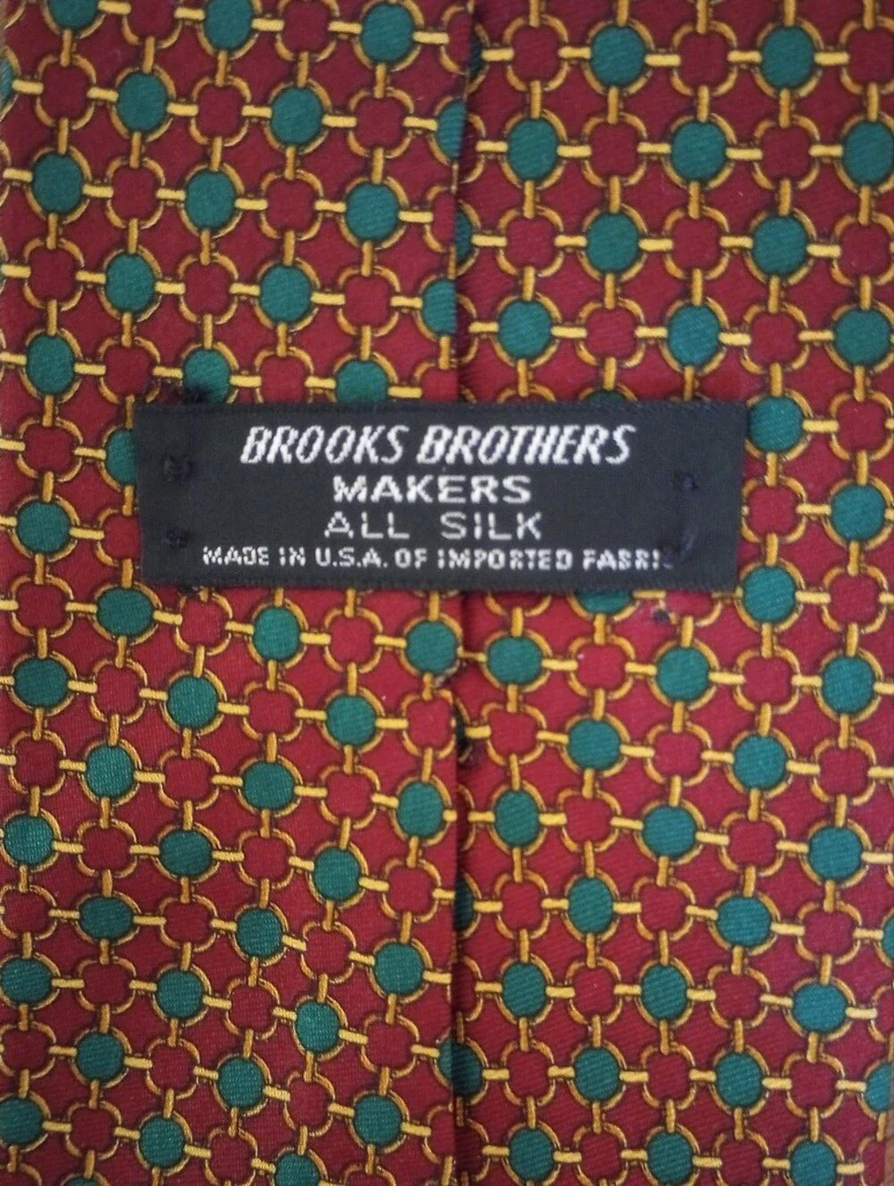 Brooks Brothers Makers Vintage Green Red Gold Necktie Preppy Academia Ivy League